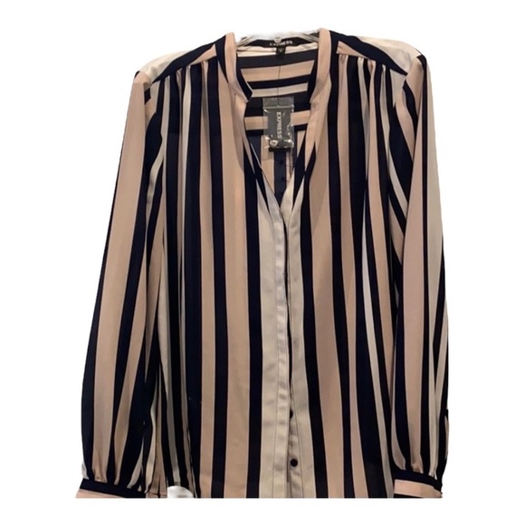 Express Tops - Long sleeve blouse blush and navy